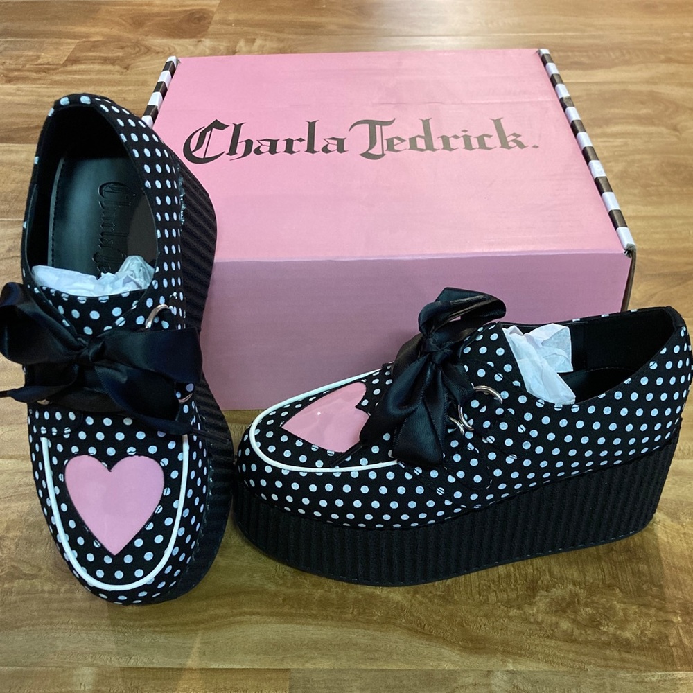 Dolls Kill Charla Tedrick Sweetheart Polkadot Platform Janes - Picture 4 of 9